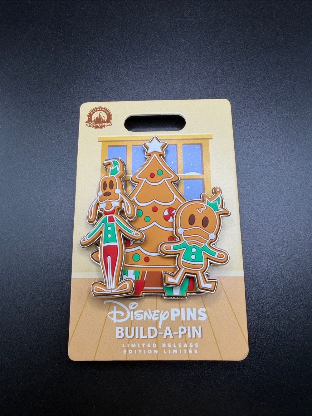 Disney Gingerbread Pluto & Chip Holiday Enamel Pin Set - Brown/Green/Red
